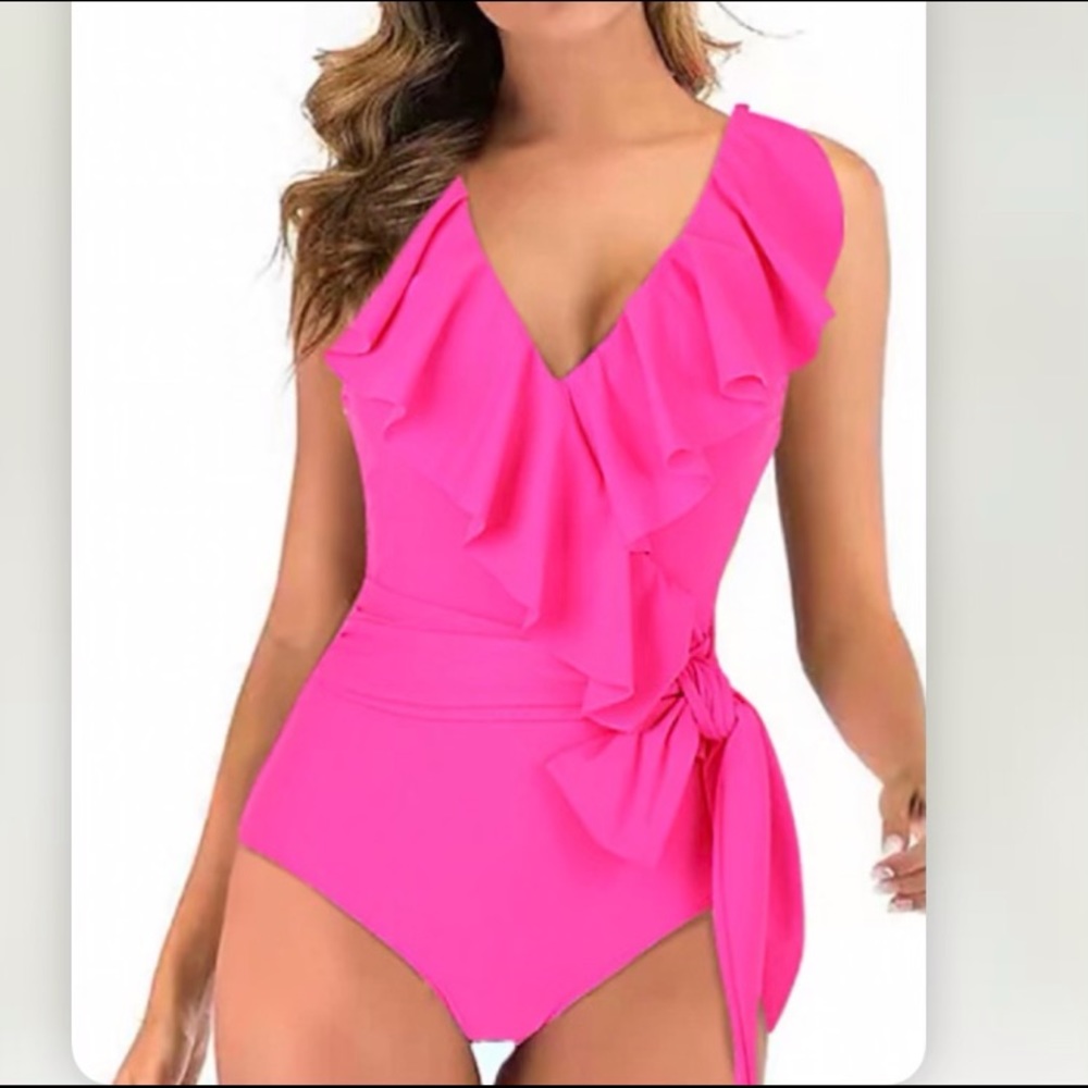 RXRXCOCO Plain Ruffle Pink  One Piece Swimsuit